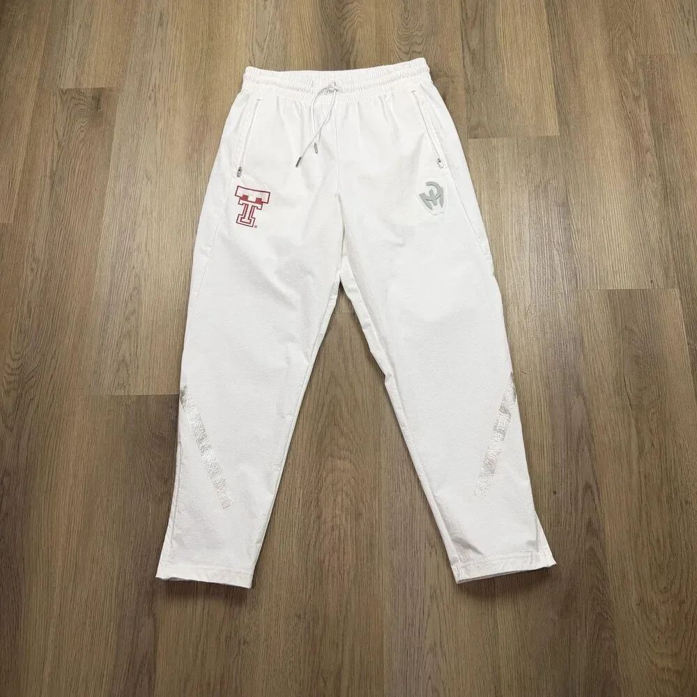 Adidas Pants Mens Medium White Pat Mahomes Texas Tech Track Logo Zip Pockets